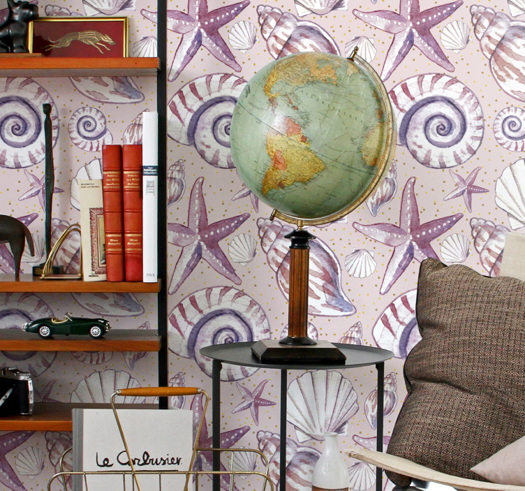 Tapete za zid  riba leptir motiv školjke - TenStickers