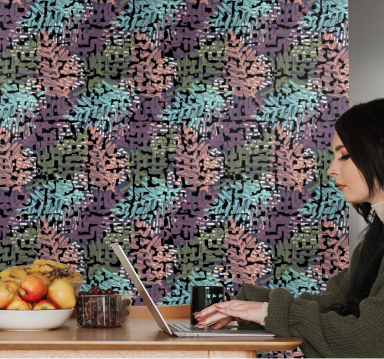 Tapete za zid Lišće digitalni uzorak lišća - TenStickers