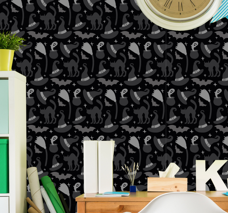 Tapete za zid Noć vještica vještičji šeširi i duhovi - TenStickers