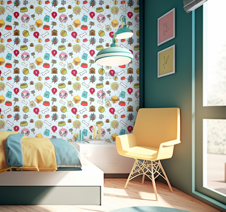 Tapete za zid pas razigrani motivi psića - TenStickers