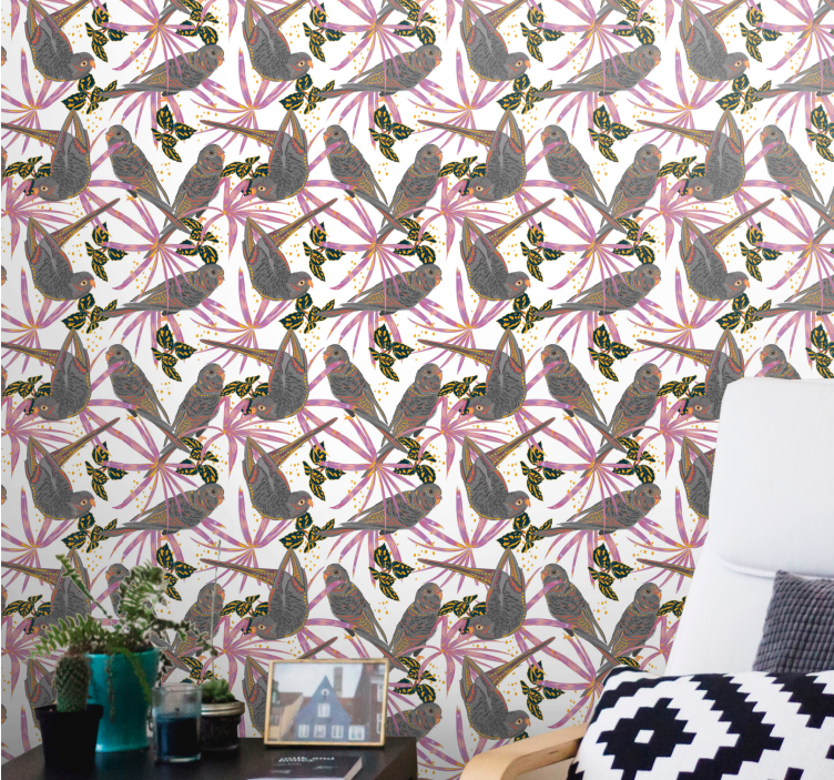 Tapete za zid Ptice šareno lišće - TenStickers