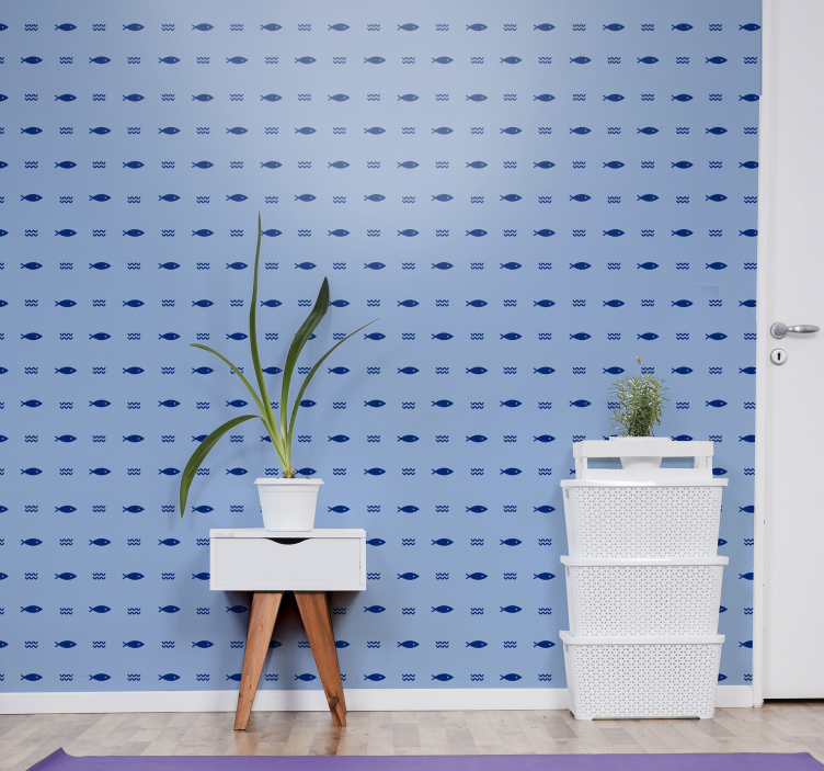 Tapete za zid  riba podvodni plavi uzorak - TenStickers