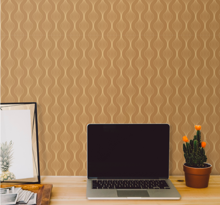 Moderne tapete za dnevni boravak elegantan uzorak krivulja - TenStickers