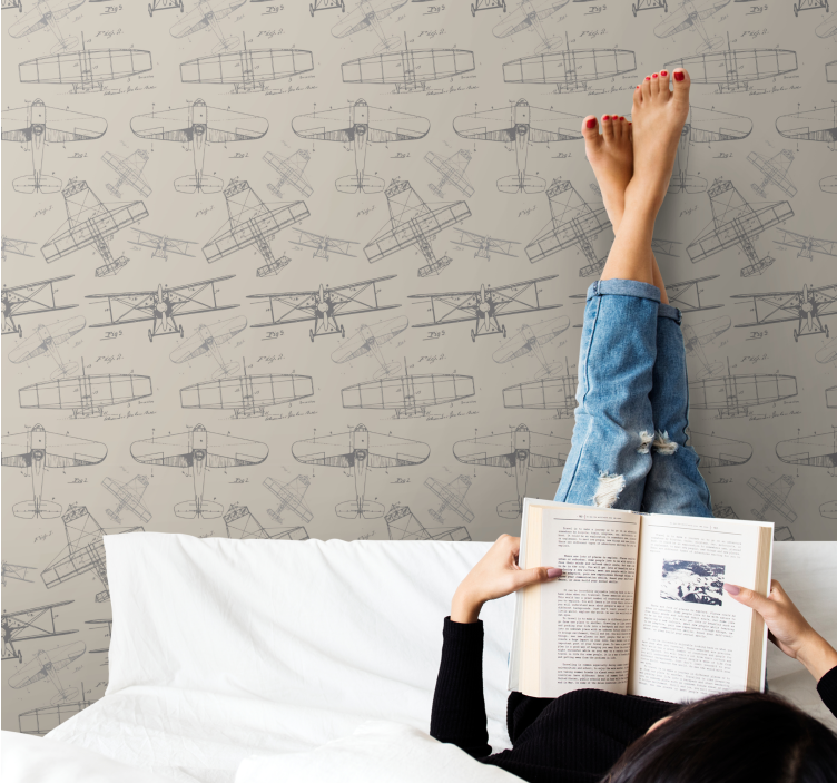Tapete za zid Umjetnost vintage skice aviona - TenStickers