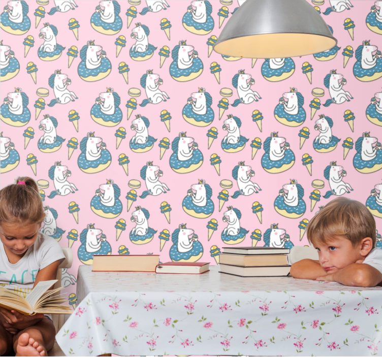 Tapete za zid Umjetnost zabava uz bazen s jednorogom - TenStickers