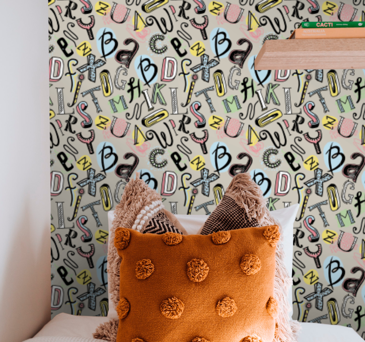 Tapete za zid Utiskivanje slova abecedna zabava - TenStickers