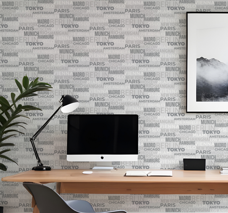 Tapete za zid Utiskivanje slova ime gradova - TenStickers
