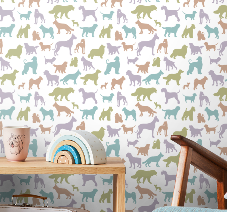 Tapete za zid pas šarene siluete - TenStickers