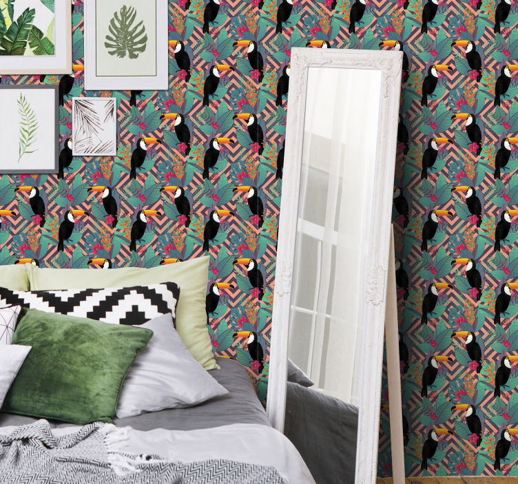 Tapete za zid  životinjske tukani među lišćem - TenStickers