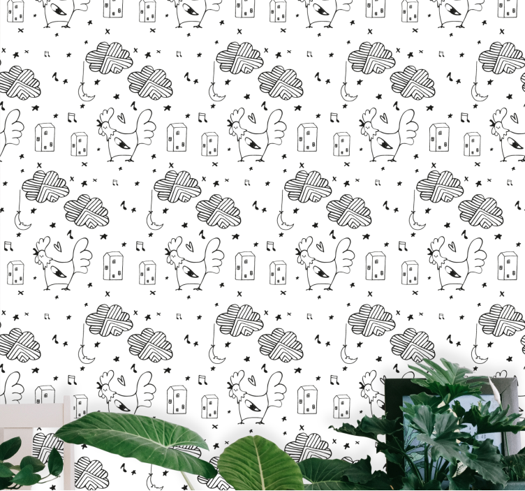 Tapete za zid  životinjske uzorak crtanog pijetla - TenStickers