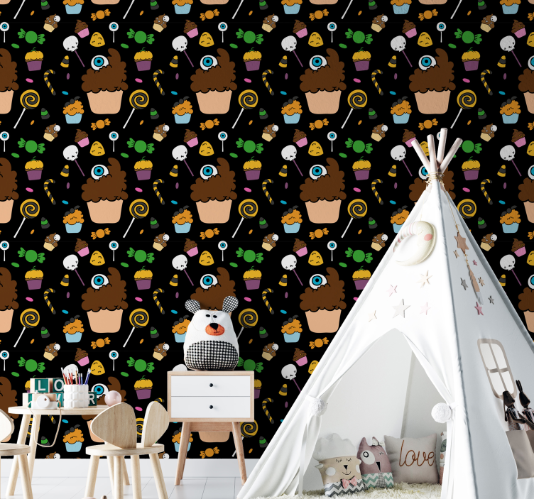 Ukrasne halloween cupcakes crne tapete - TenStickers