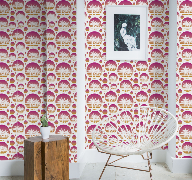 Zalazak sunca vintage pejzaž geometrijske pozadine - TenStickers