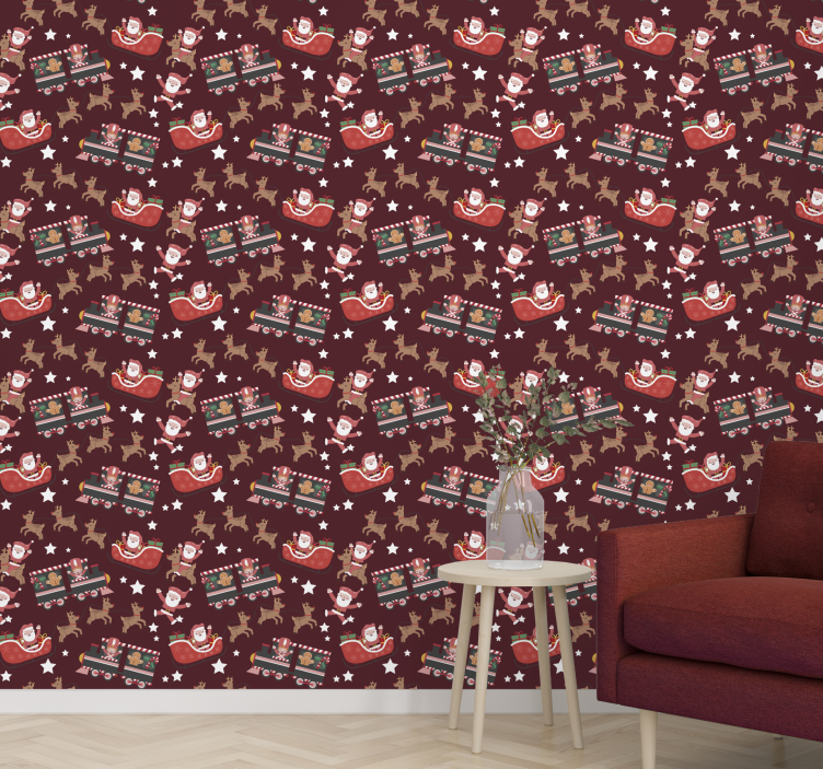 Tapete za zid božić svečane sanjke djeda božićnjaka - TenStickers