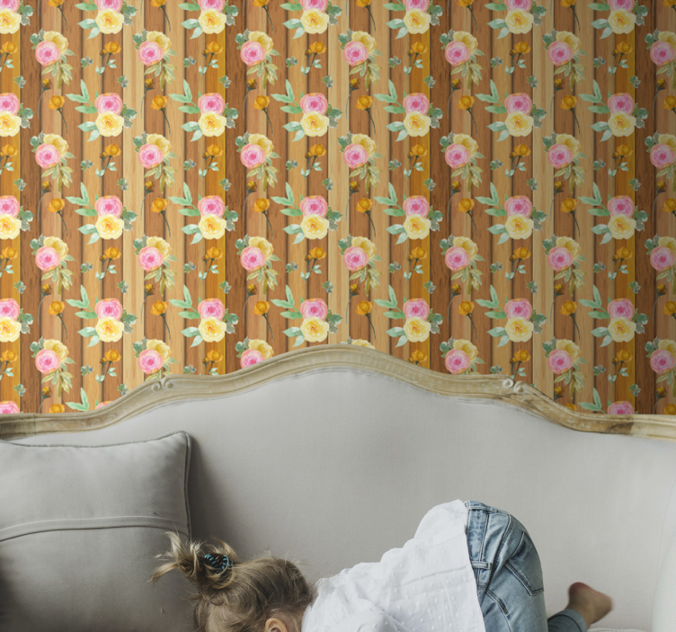 Tapete za zid Cvijeće cvjetne pruge - TenStickers