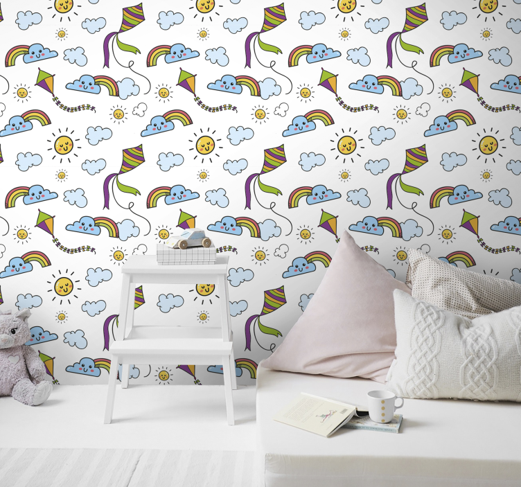 Zidne tapete za dječju sobu zmajevi i oblaci - TenStickers